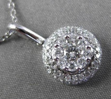 ESTATE LARGE .50CT DIAMOND 14KT WHITE GOLD CLUSTER FLOATING PENDANT & CHAIN