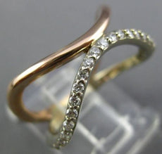 ESTATE WIDE .23CT DIAMOND 14KT WHITE & ROSE GOLD 3D DOUBLE ROW SWIRL FUN RING