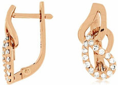 ESTATE .32CT DIAMOND 14KT ROSE GOLD 3D CLASSIC LOVE KNOT LEVERBACK EARRINGS