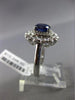 ESTATE 2.48CT DIAMOND & SAPPHIRE 18KT WHITE GOLD 3D DOUBLE HALO ENGAGEMENT RING