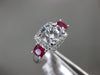 ESTATE 2.05CT DIAMOND & AAA RUBY 14KT WHITE GOLD SQUARE CLASSIC ENGAGEMENT RING