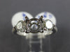 ESTATE .95CT DIAMOND 14KT WHITE GOLD CLASSIC 3 STONE SEMI MOUNT ENGAGEMENT RING