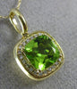 ESTATE 1.53CT DIAMOND & AAA PERIDOT 14KT YELLOW GOLD SQUARE HALO CLASSIC PENDANT
