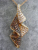 ESTATE LARGE 1.95CT WHITE & FANCY COLOR DIAMOND 18KT ROSE GOLD WAVE LEAF PENDANT