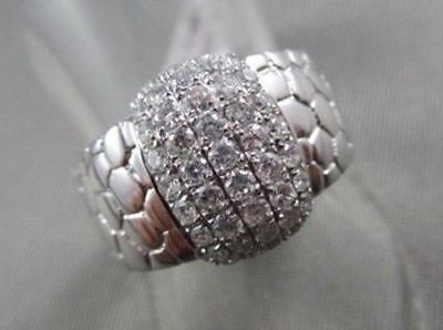ANTIQUE WIDE .80CT ROUND DIAMONDS 14K WHITE GOLD HANDCRAFTED BRICK COCKTAIL RING
