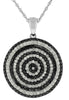1.25CT WHITE & BLACK DIAMOND 14K WHITE GOLD 3D MULTI ROW FLOWER FLOATING PENDANT
