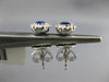 ESTATE .86CT DIAMOND & AAA SAPPHIRE 14KT WHITE GOLD 3D OVAL HALO STUD EARRINGS
