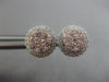 ESTATE LARGE 1.54CT WHITE & PINK DIAMOND 14KT WHITE & ROSE GOLD 3D HALO EARRINGS