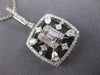 ESTATE LARGE .98CT DIAMOND 14KT WHITE GOLD 3D FLOWER SQUARE FILIGREE PENDANT