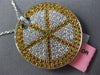 ESTATE LARGE 3.57CT DIAMOND 18KT WHITE & YELLOW GOLD 3D PIZZA PIE FUN PENDANT