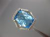 ESTATE LARGE 9.20CT DIAMOND & AAA BLUE TOPAZ 14KT WHITE GOLD OPEN FILIGREE RING