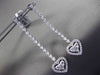 ESTATE LARGE 2.25CT DIAMOND 14KT WHITE GOLD 3D FILIGREE HEART HANGING EARRINGS