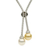 ESTATE .42CT DIAMOND AAA SOUTH SEA & GOLDEN PEARL 18K WHITE GOLD LARIAT NECKLACE
