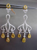ANTIQUE LARGE 2.53CT DIAMOND 18K TWO TONE GOLD FILIGREE HEART HANGING EARRINGS