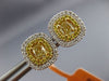 ESTATE 1.47CT WHITE & FANCY YELLOW DIAMOND 18K 2 TONE GOLD CLASSIC STUD EARRINGS