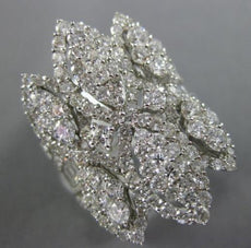 ESTATE LARGE 3.68CT DIAMOND 18KT WHITE GOLD 3D CLUSTER MARQUISE SHAPE LOVE RING