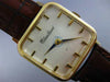 ANTIQUE LUCIEN PICCARD 14KT YELLOW GOLD CLASSIC SQUARE LEATHER MENS WATCH #2080