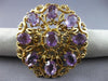 ANTIQUE VICTORIAN 14CT AAA AMETHYST 14KT YELLOW GOLD FLOWER PIN BROOCH #19164