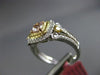 ESTATE GIA 1.0CT DIAMOND 18KT TRI COLOR GOLD 3D SQUARE HALO ENGAGEMENT RING