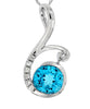 ESTATE 1.0CT DIAMOND & AAA BLUE TOPAZ 14K WHITE GOLD 3D SEMI BEZEL SWIRL PENDANT