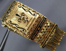 ANTIQUE GENEVA AAA ENAMEL 14K YELLOW GOLD 3D HIDDEN WATCH TASSEL BRACELET #20612