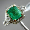 ESTATE 1.77CT DIAMOND & AAA EMERALD 14KT 2 TONE GOLD SQUARE HALO ENGAGEMENT RING