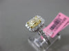 ESTATE 1.63CT WHITE & FANCY YELLOW DIAMOND 18K TWO TONE GOLD HALO RECTANGLE RING
