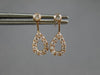 ESTATE .26CT DIAMOND 14KT ROSE GOLD 3D TEAR DROP CLASSIC HANGING EARRINGS