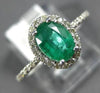 ESTATE .87CT DIAMOND & AAA EMERALD 14KT WHITE GOLD OVAL FRIENDSHIP PROMISE RING