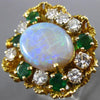 ESTATE EXTRA LARGE 8.80CT DIAMOND AAA OPAL & EMERALD 18K YELLOW GOLD 3D FUN RING