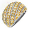 ESTATE LARGE 2.32CT WHITE & FANCY YELLOW DIAMOND 14K WHITE GOLD ANNIVERSARY RING