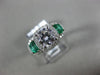 ESTATE 1.31CT DIAMOND & AAA SEMI MOON EMERALD 14KT WHITE GOLD 3D ENGAGEMENT RING