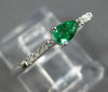 ESTATE .26CT DIAMOND & AAA EMERALD 14K WHITE GOLD 3D ROUND & PEAR SHAPE FUN RING