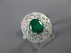 ESTATE 1.95CT DIAMOND & AAA EMERALD 18KT WHITE GOLD FLOWER OVAL ENGAGEMENT RING