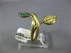 ESTATE LARGE .46CT DIAMOND & AAA TSAVORITE 14KT YELLOW GOLD 3D DOUBLE LEAF RING