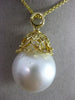 ESTATE MASSIVE .10CT DIAMOND 18K YELLOW GOLD SOUTH SEA PEARL BUTTERFLY PENDANT