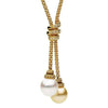 ESTATE .33CT DIAMOND & AAA SOUTH SEA & GOLDEN PEARL 18KT YELLOW GOLD 3D NECKLACE