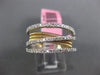 ESTATE LARGE .60CT DIAMOND 14K TWO TONE GOLD MULTI ROW WEDDING ANNIVERSARY RING