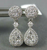 ESTATE .76CT DIAMOND 18KT WHITE GOLD 3D CLUSTER TEAR DROP ROUND HANGING EARRINGS