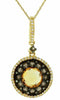 1.36CT DIAMOND & AAA SMOKY TOPAZ & CITRINE 14K YELLOW GOLD ROUND FLOWER PENDANT