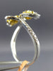 ESTATE 1.03CT WHITE & FANCY YELLOW DIAMOND 14KT 2 TONE GOLD 3D DOUBLE HEART RING