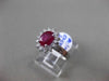 ESTATE LARGE 1.42CT DIAMOND & AAA RUBY 18KT WHITE GOLD OVAL HALO ENGAGEMENT RING