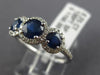 ESTATE 1.55CT DIAMOND & AAA SAPPHIRE 14K WHITE GOLD THREE STONE ANNIVERSARY RING