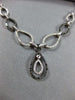 ESTATE 2.20CT BLACK & WHITE DIAMOND 14KT WHITE GOLD TEAR DROP FLOATING NECKLACE