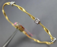 ESTATE .12CT DIAMOND 14KT TWO TONE GOLD 3D SQUARE HEART FLEXIBLE SWIRL BRACELET