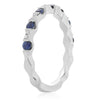 ESTATE .4CT DIAMOND & AAA SAPPHIRE 14K WHITE GOLD SEMI ETERNITY ANNIVERSARY RING