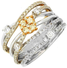 ESTATE 1.05CT WHITE & FANCY YELLOW DIAMOND 14KT WHITE GOLD CRISS CROSS EARRINGS