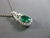 ESTATE 1.14CT DIAMOND & AAA EMERALD 14K WHITE GOLD CLASSIC OVAL FILIGREE PENDANT