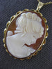 ANTIQUE LARGE 14KT YELLOW GOLD 3D CLASSIC HANDCRAFTED LADY CAMEO PENDANT #24044