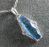 ESTATE 1.59CT DIAMOND & AAA BLUE TOPAZ 14K WHITE GOLD TRAPEZOID FLOATING PENDANT